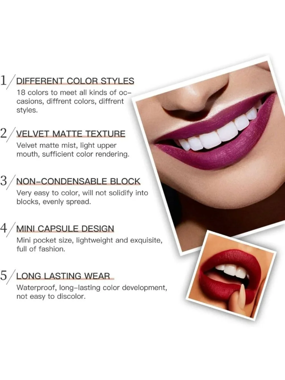 Vibrant 18-Color Mini Matte Lipstick Set - Long-Lasting, Waterproof Lip Colors